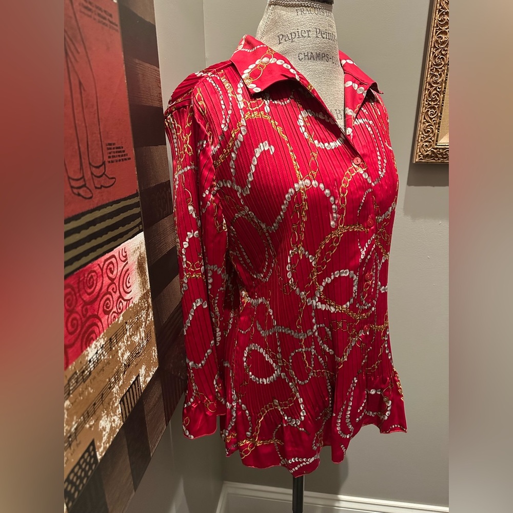 Jaclyn Smith Equestrian Pleated Blouse - STUNNING! - Picture 6 of 14